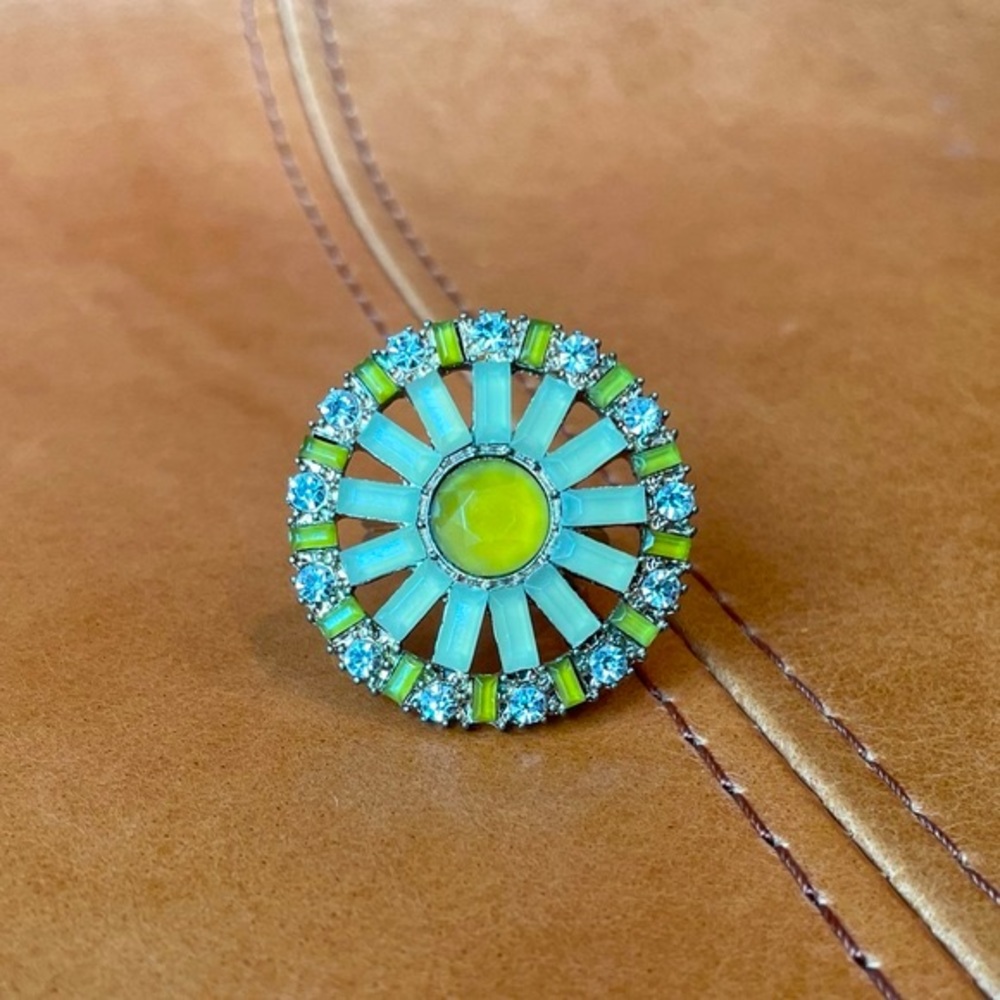 Ring- lime green and teal, beautiful and bright